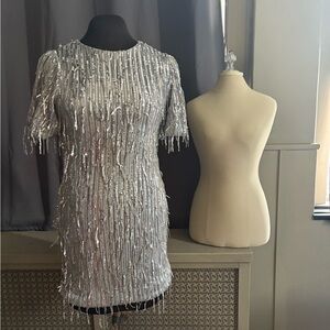 Silver Sequin Mini Dress NWT